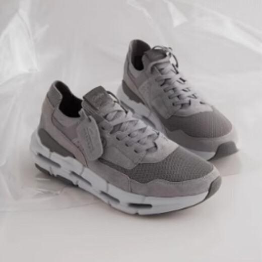 Clarks natürliche Serie Herrenschuhe Retro Trendy Dick-Soled High-Rise Daddy Schuhe Echtes Leder atmungsaktives lässige Turnschuhe grau 41