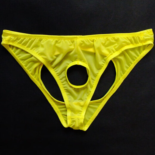 Men's Sexy Briefs Men's Low Waist Hollow Transparent Ice Silk Milk Silk Sexy Tight Thong T269 Black One Size (Suitable for 1'9--2'7 Waist)