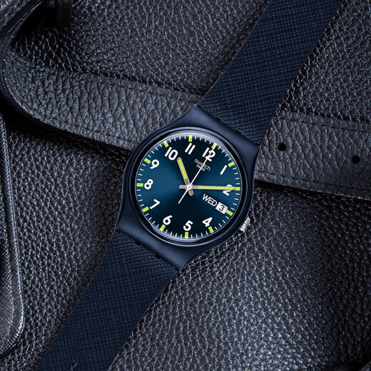 Swatch [Recommended for hot products] Swatch Swiss watch simple luminous student waterproof pointer quartz watch Gentleman blue 2.0 SO28N702