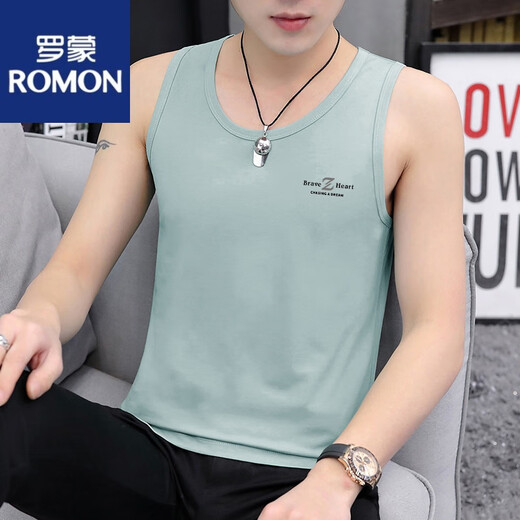罗蒙（ROMON）纯棉背心男式潮流坎肩修身个性潮流夏季运动外穿打底男士无袖t恤 17组-M9232浅灰+M9793黑色 L