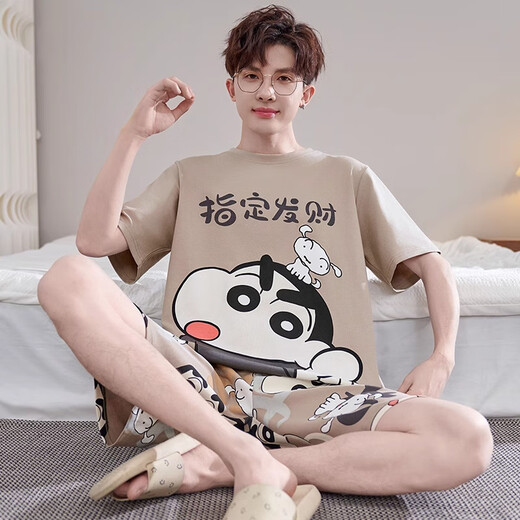 Modalga Pyjon de grande taille Summer 2025 Nouveaux shorts décontractés Shorts à domicile Simple Men's Fin Home Clothing Set 6626 # Triple Tom [Single Set] L Men [100-135Jin [Jin est égal à 0,5 kg]]]