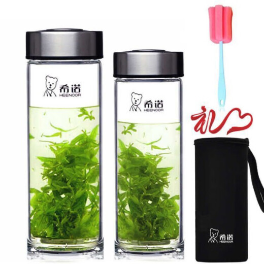 Copa de té portátil engrasada de Heenoor para hombres y mujeres Copa de vidrio universal resistente al calor XN6016 Color de plástico 9076- (con fuga de té) 695ml ninguno