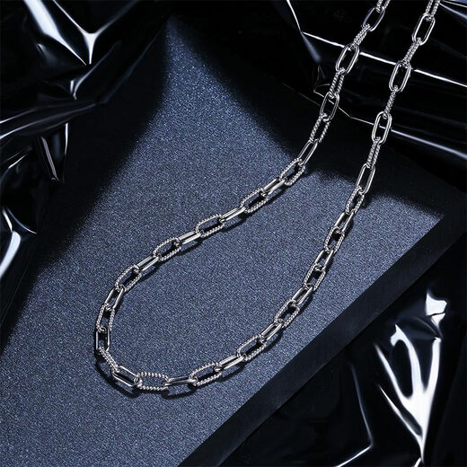 Saturday Fortune (ZLF) pt950 platinum necklace men's retro fashionable electric black interlocking plain chain clavicle chain 60cm-24.13g