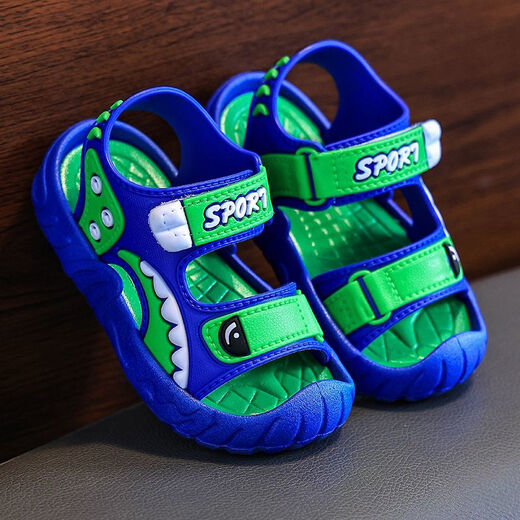 Remtin colorful summer fun boys' sandals 2025 summer Korean style student soft bottom beach shoes for small and medium-sized children baby boys' shoes gray 23 inner length 14.5 cm