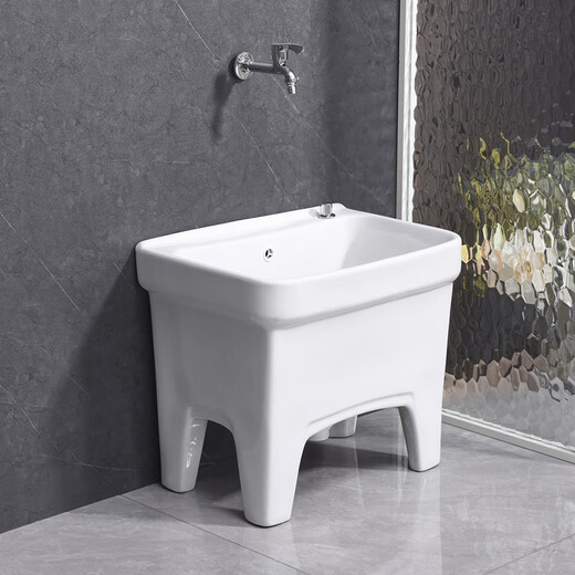 Lefit (lfte) bathroom ceramic mop pool balcony mop trough household Taiwan-controlled large, medium and small mop basin courtyard mop pool 933 Taiwan-controlled drain + faucet delivery to home