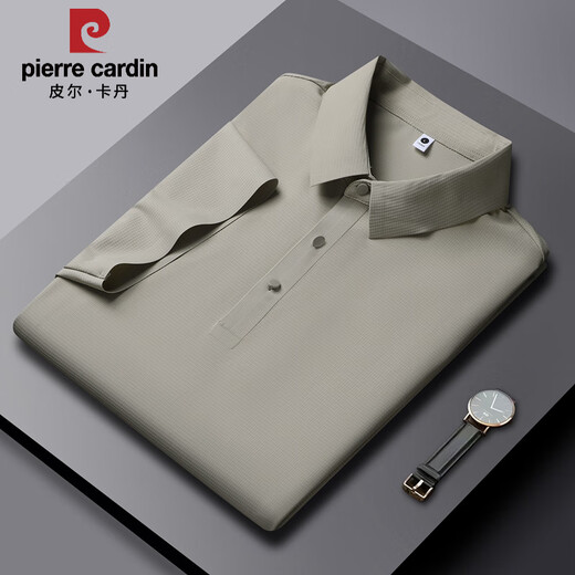 Pier Cardin Summer New Ice Silk Polo T-shirt à manches courtes pour hommes à manches courtes à manches courtes à manche à manches courtes à manche à manche mature PM-12357 White M