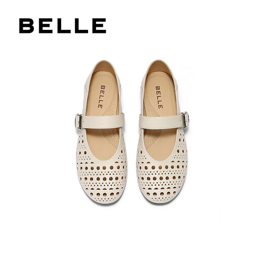Belle (Belle) Regalo de San Valentín Chino Estilo de vacaciones Hollow Mary Jane Shoes Women 25 Summer New Breathable Sole Light Lox Shower D7Q1DBQ5 Beige 37 (235 mm)