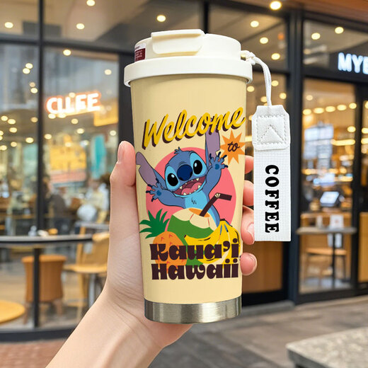Chengliu Star Baby Thermomètre Carton Cartoon Stitch grande capacité Étudiant tasse de café hommes et femmes portables de paille portable tasse KFB3286