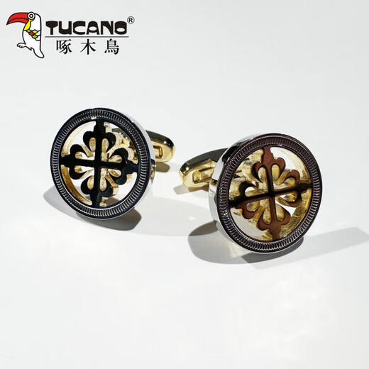 
TUCANO; Woodpecker brand new gold and silver cross kite cuffs and sleeves nail French men's cufflinks boutique business fashion light luxury texture Gold and silver cross kite with cufflink box