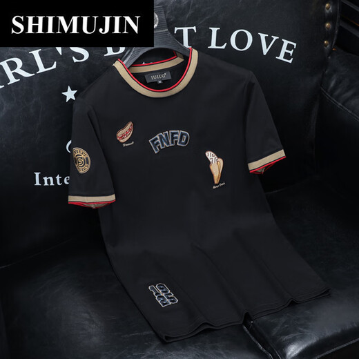 Simu Hibiscus Trendy Marke kurzärmelige T-Shirt-Männer Europäische Station 2025 Sommer New Printed Casual Trendy Halbärmel Smj9720z Weiß L.