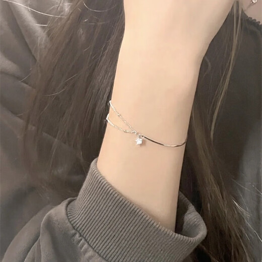 星星手链女生银色女款ins小众手镯生日礼物 手链