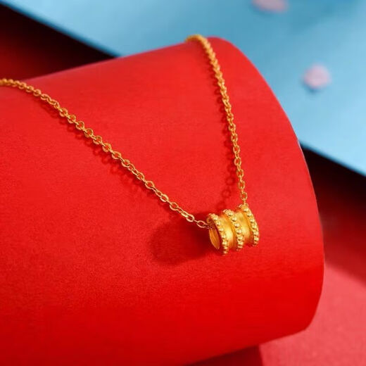 Wanmu Gold Small Waist 9999 Gold Necklace Pendant Transfer Simple Plain Gold Gold-plated Clavicle Chain Valentine's Day Gift to Girlfriend Small Waist Pendant + 18K Gold Necklace 2.58g