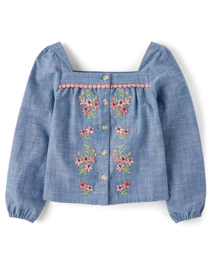 GYMBOReeGymboree Girls and Toddlers Long Sleeve Knit Top, Floral Gingham, 8 Floral Gingham 8