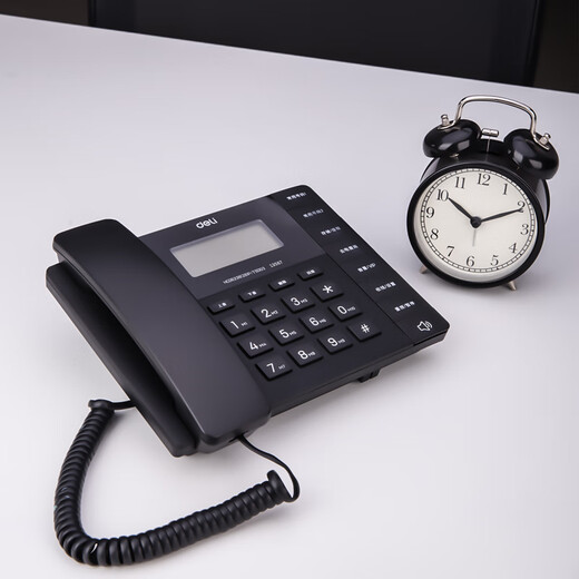 Deli-Deli-Büro und Haustelefon Freisprecher Caller-ID kann mit Extension Lightning Protection angeschlossen werden 13606 Mode Horizontales Telefon 13567 Schwarz