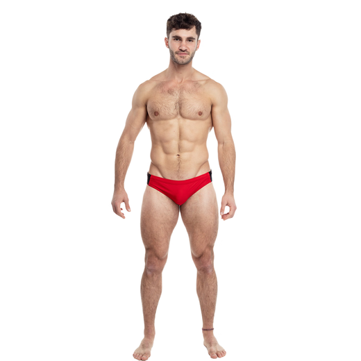 TADDLEE Badeanzug Herren Schnelltrocknende Anti-Peinlichkeits-Dreieck-Doppelschicht-Badehose mit heißen Quellen am Meer, professionelle wasserdichte Herren-Badehose mit niedriger Taille, Rot, M