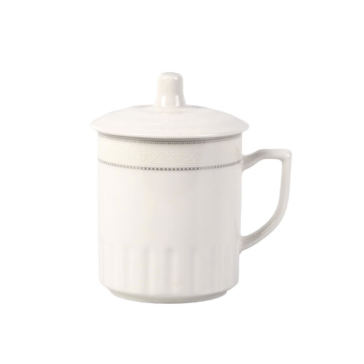 Shunxiang tea cup with lid ceramic cup business meeting reception water cup pottery office 10-pack company meeting tea cup