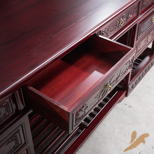Liantange Rosewood Chinese-style Solid Wood Luxury Desk President Manager Boss Desk Antique Writing Desk Home Study Desk Australian Rosewood 1.6 Meter Flower and Bird Single Table