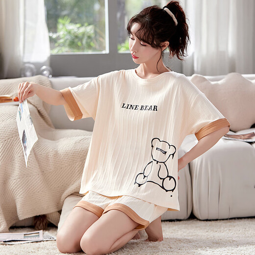 帕兰朵夏季睡衣女卡通可爱薄款学生短袖短裤春秋天两件套装可外穿家居服 GXT6630 2XL (建议130-145斤)