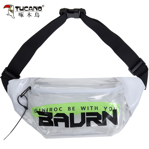 Woodpecker Chest Bag Men's Trendy PVC Transparent Jelly Bag Messenger Bag Personalized Waterproof Shoulder Bag Sports Shoulder Bag Student Backpack White In Stock