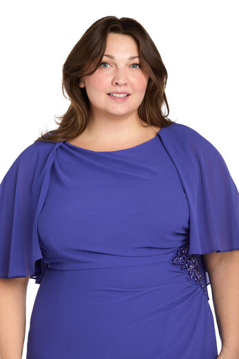 R&M RichardsRichards Elegant beaded detail cocktail dress Chiffon Shawl, Violet, 10 Violet 10