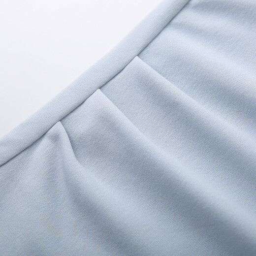 
Fiber show [design-sensing pleated round neck versatile lysel T-shirt] Large size women's fat mm2025 summer new style 1396 light blue 3XL