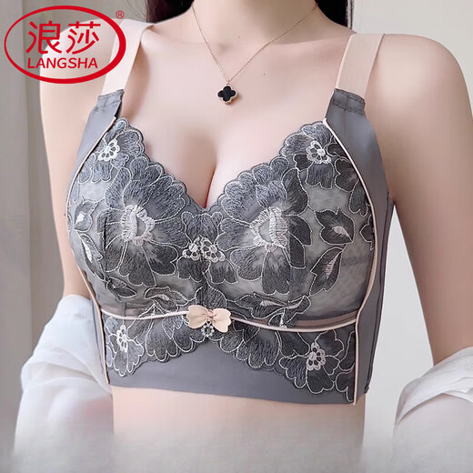 Langsha Sommer große Unterwäsche für Frauen dünne große Brüste zeigt kleine Brüste Sommersammlung und brach die Anti-SAG-Einstellung unter der Briebee, BH Mint Green 95d 42