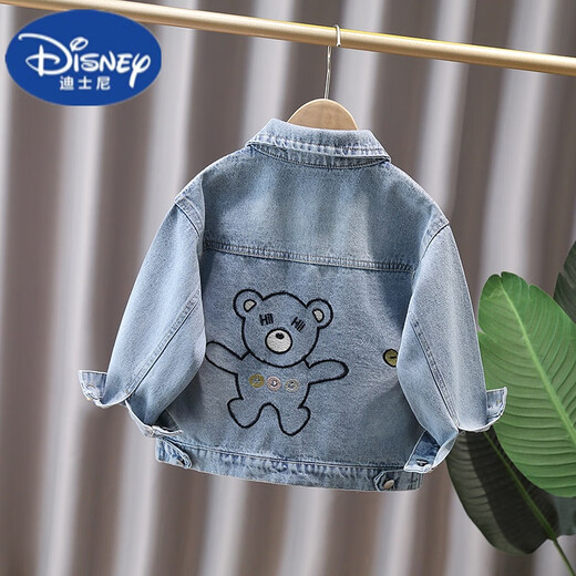 Disney Girls Denim Jacke Frühling und Herbst 2025 neuer Stil neuer chinesischer Baby -Mädchen Herbst -Herbstjacke Chinese Style Girl Top 829 Sticked Pink Flower Schnalle Mantel 140 cm