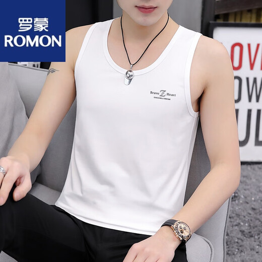 罗蒙（ROMON）纯棉背心男式潮流坎肩修身个性潮流夏季运动外穿打底男士无袖t恤 17组-M9232浅灰+M9793黑色 L