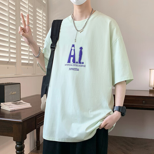 姿伟祺夏季潮牌短袖T恤青少帅气大童 7027白色(单件短袖) M 80-100斤左右