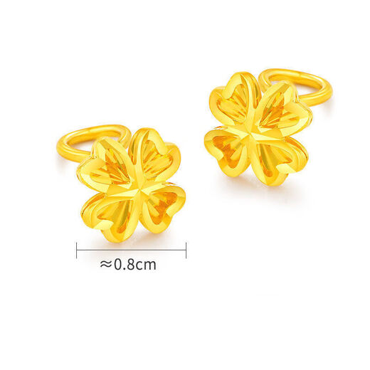 OKZ24K pure gold four-leaf clover earrings gold hollow three-dimensional clover hook earrings for women mini earrings 0.01g four-leaf clover earrings (hook)