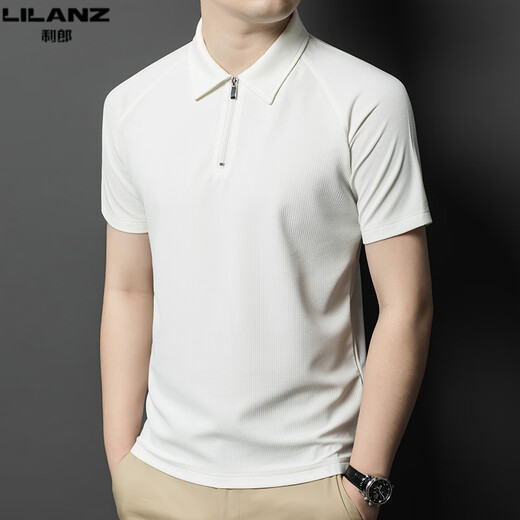 Lilang Herren-kurzärärmiges T-Shirt im Sommer New Herren Ice Seide Business Casual Riftper Solid Colo Polo Shirt T Khaki 1130 XL 175 (geeignet für Gewicht 130-150 Jin [Jin entspricht 0,5 kg])