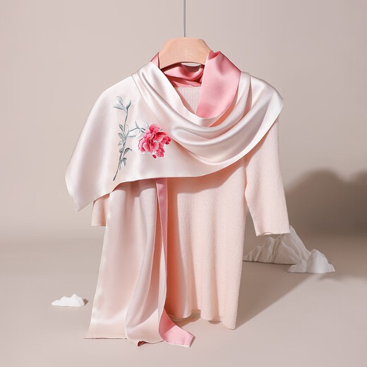 Hangzhou Silk Road Mulberry Silk Silk Scarf Women's Summer Embroidered Brooch Set Birthday Gift for Girls' Mother Elders Teacher's Day High-end Gifts