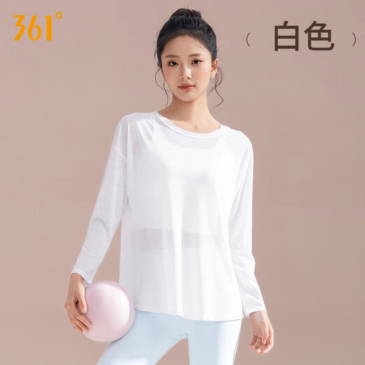361 361 yoga clothes for women 2025 new style high-end loose-fitting long-sleeved long-sleeved Pilates fitness sports blouse white slub gauze blouse light as if nothing XL