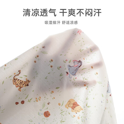 Disney baby clothes newborn summer thin jumpsuit full month baby 100-day pajamas Pooh 2 pieces 73cm