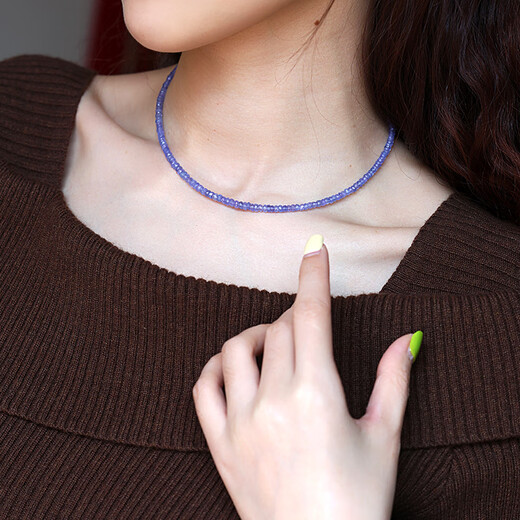Ruohua (RUOHUA) Violet 3-4mm/Tanzania Necklace Young Style Clavicle Chain Female 18K Gold Birthday Gift for Girlfriend Tanzanite Necklace Length 40cm