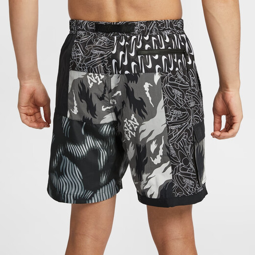
Nike (NIKE) official men's beach shorts summer swimming casual vacation sports pants splicing comfortable FZ7373 034 black/white/light smoke ash/black M