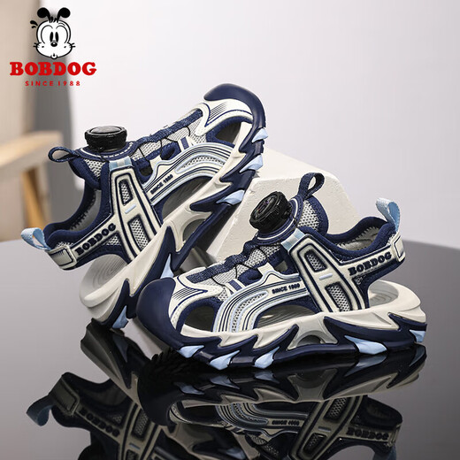 BOBDOG (BOBDOG) BOBDOG children's sports sandals boys' shoes 2025 new youth shoes non-slip boys beach shoes LY920K black blue 31 shoe inner length 19.8cm