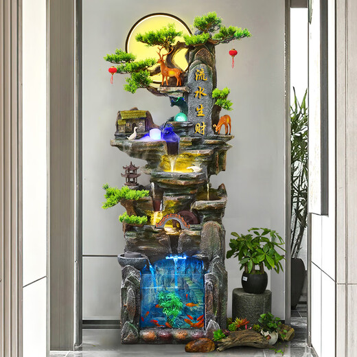 
Waterscape and rockery flowing water fountain living room entrance office Fengshui wheel landscape decoration ornament fish tank water truck 9923 small height 108CM