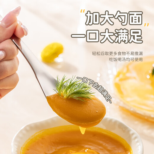 
Guangyi 316L stainless steel flat bottom household spoon plus large meal spoon spoon rice spoon spoon 2 packs of Taiji Bear GY1423
