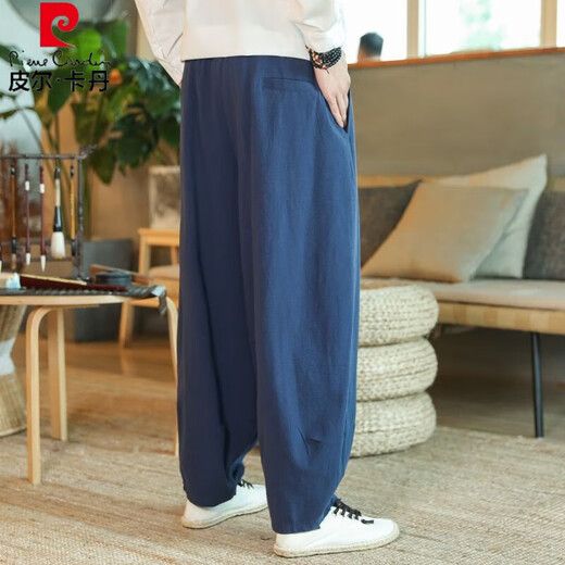 Pier Cardan Linen Pantalon Spring and Summer Chinois Loose Chinese STYLE Large taille Gat Man Wide-leg Pantalon GRAND PANTAGE D'ENTRÉE CHAUTER LANTER LANTER PANTAL COSTRAUX MODEAU MODEAU MODION PLATIQUE CHIDÉE SUMPRE SUMBRE (de haute qualité 801) 3xl 170-180jin [Jin est égal à 0,5 kg]