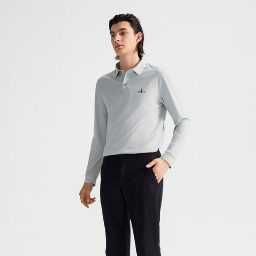 Biyinlefen technical cotton spring and autumn men's top lapel long-sleeved polo shirt casual, simple, comfortable and easy to care for commuting