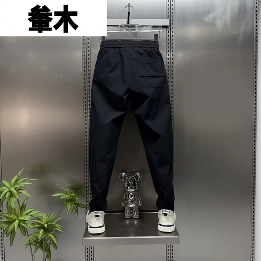 軬木小新严选服饰2025春夏薄款男士休闲裤潮流时尚修身百搭运动束脚裤 黑色(6625) 29 (建议90-115斤)
