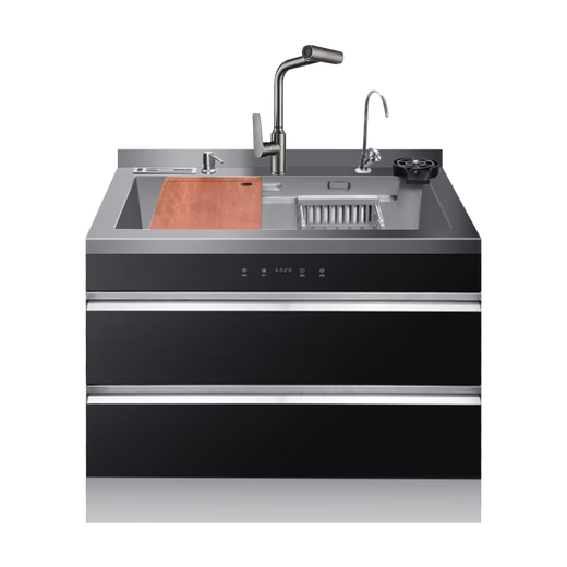 Xinfei (Frestec) integrated sink dishwasher, nano-titanium-plated hand-made vegetable basin, sink disinfection cabinet integrated household stainless steel integrated washing center with optional ultrasonic fruit and vegetable cleaning 90 size sink disinfection cabinet integrated - 130 liters