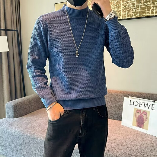 FHHUABD Halbzertifikat-Pullover für Männer im Herbst und Winter Feste Farbe lässiger Bodenkleidung Japanische trendige und hübsche Pullover-Strickpullover grün 2xl 140-155jin [Jin ist 0,5 kg]