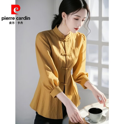 皮尔卡丹（pierre cardin）新中式气质国风上衣女士2025春秋季新款感小个子洋气舒适衬衫 玫红色 3899 L 建议100斤-115斤