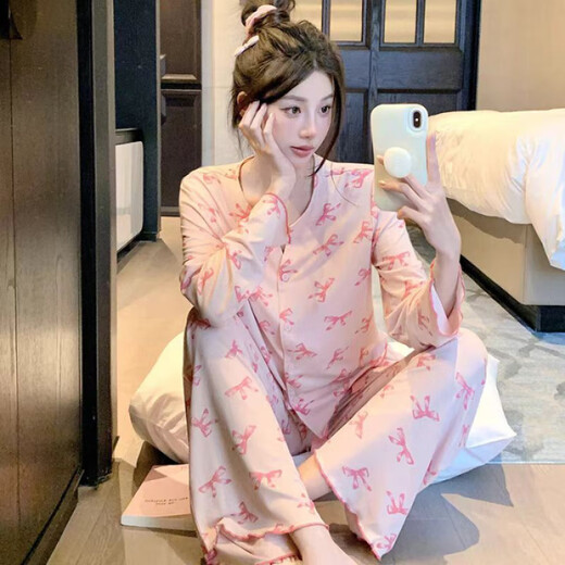 Pushui Fangfang Mickey Ice Silk Pajamas Women's Long Sleeve Sweet Home Clothing zd-728-101# Cartoon Mickey 180 XL