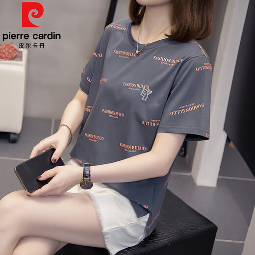 皮尔卡丹（pierre cardin）遮肚子百搭纯棉短袖t恤女2025夏装新款200斤宽松显瘦休闲上衣 6625紫色 L 90-120斤