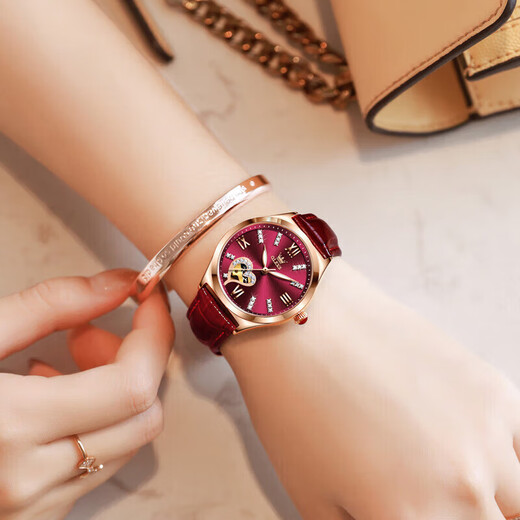 
OLEVS 520 Valentine's Day Gift Couple Watch A pair of fully automatic mechanical watches multi-functional gifts for boyfriend and girlfriend 3601+6636 Black and Red [Lifetime Warranty]
