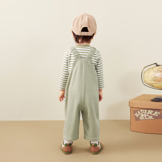 Mini Bala overalls two-piece set for boys and girls, cotton soft and stylish fashion T-shirt knitted earth gray green 40924 110