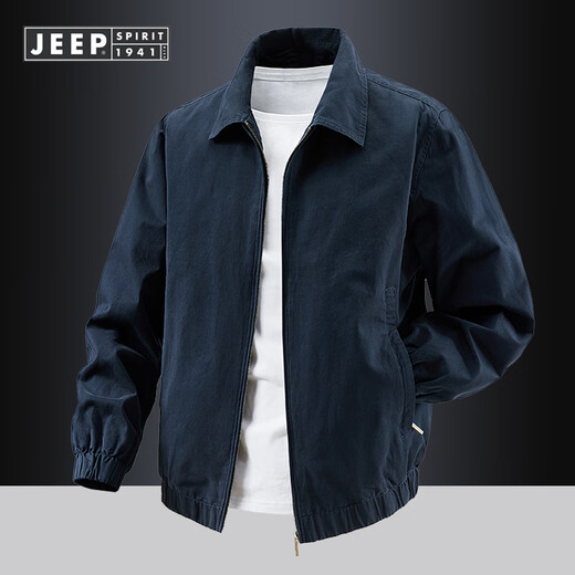 JEEP SPIRIT Jeep 2025 new executive jacket men's spring and autumn loose lapel pure cotton government and enterprise department men's jacket men's dark blue XL